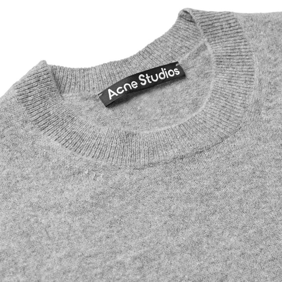 NWT ACNE STUDIOS Men Kalon Logo-Appliquéd Wool Gray Sweater - Picture 2 of 3